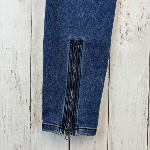 Free People We The Free Moto Jet Zip Skinny Baltic Crop Ankle Jeans Size 28 - Picture 8 of 15